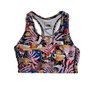 The North Face Racer back Multicolor Floral Printed Midline Bra Women's Small